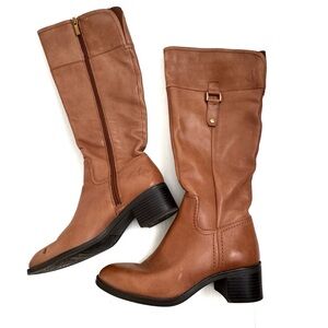 Franco Sarto Lizabeth Tan Leather Heeled Boots size 6.5